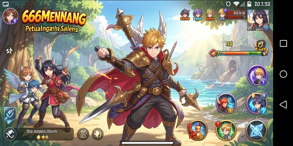 Screenshot gameplay 666MENANG dengan karakter Anime yang dinamis.