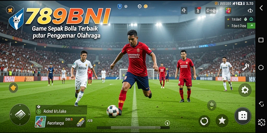 Tampilan gameplay seru di lapangan sepak bola.
