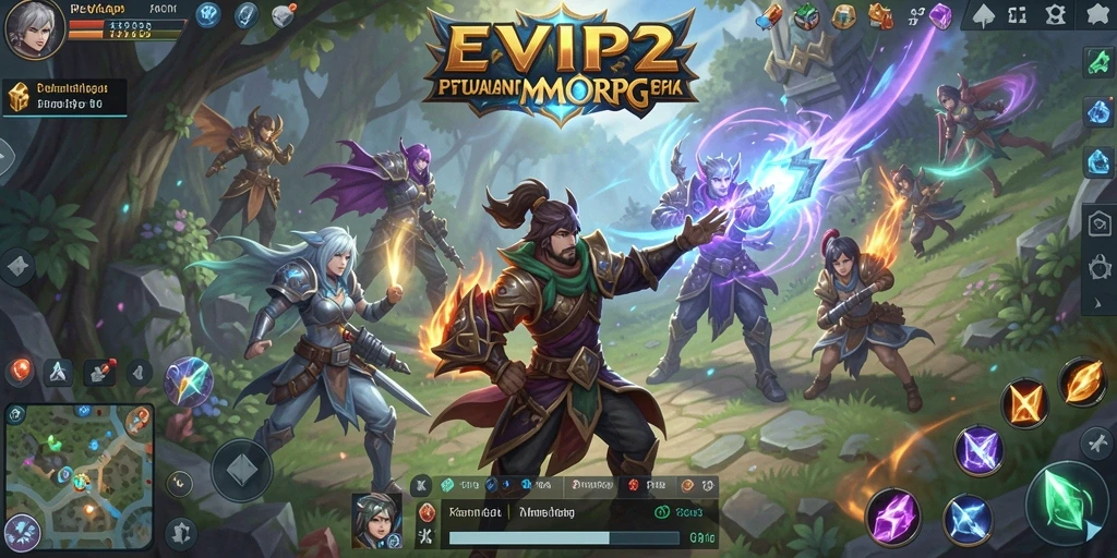 Screenshot gameplay EVIP2 menampilkan aksi seru dalam pertarungan MMORPG.