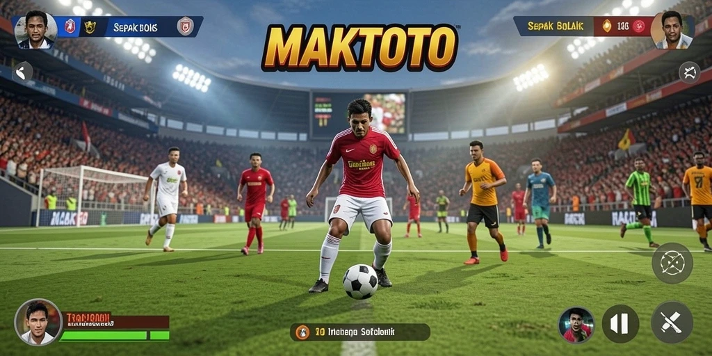 Tampilan gameplay MAKTOTO yang mendebarkan dan penuh aksi sepak bola.