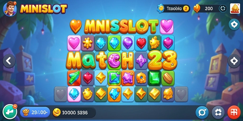 Tangkapan layar gameplay MINISLOT yang menunjukkan keseruan mencocokkan simbol.