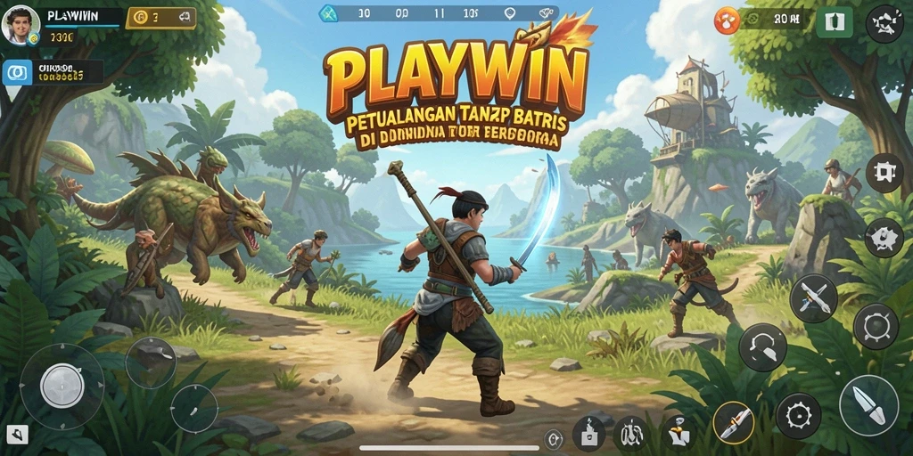 Skrinsut gameplay dari PLAYWIN menampilkan petualangan seru di dunia terbuka.