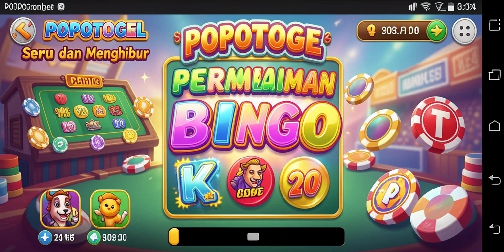 Tampilan gameplay seru dari POPOTOGEL yang menampilkan kartu Bingo.
