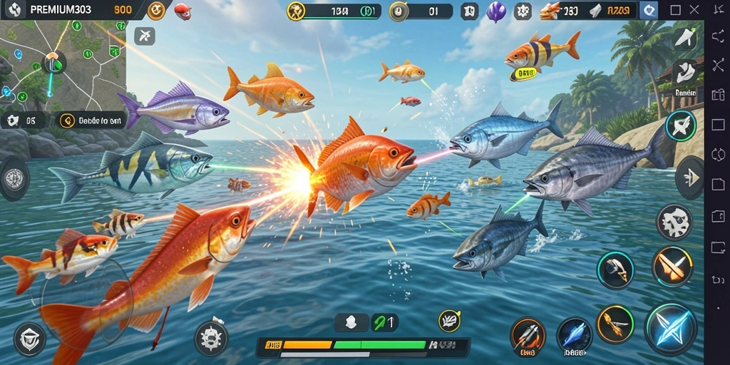 Tampilan gameplay PREMIUM303 yang mendebarkan saat menembak ikan.