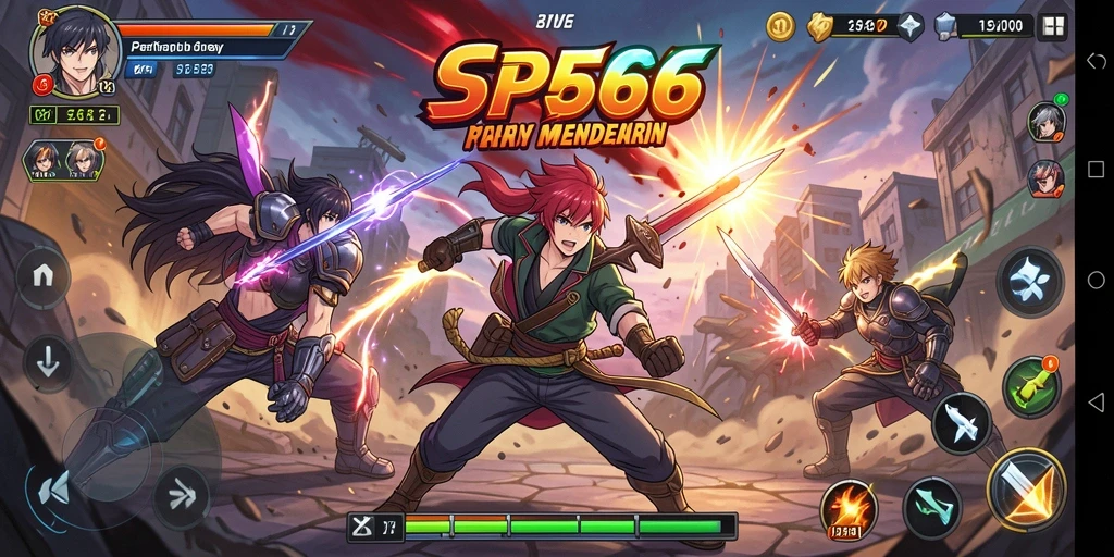 Tampilan gameplay SP666 dengan karakter anime yang beraksi.