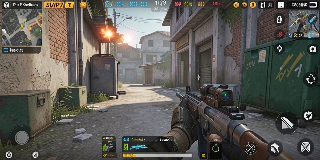 Screenshot gameplay menunjukkan aksi tempur yang mendebarkan di SVIP7.