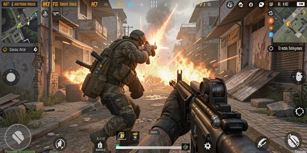 Gameplay menegangkan UH77 dengan aksi FPS seru.