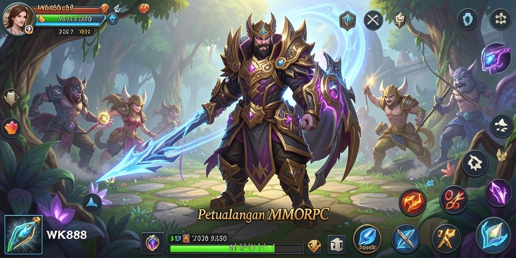 Gambar tampilan gameplay seru di dunia MMORPG WK888.