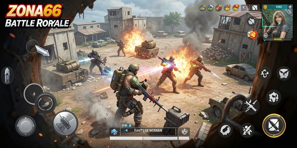 Tampilan ZONA66 yang menegangkan saat pertempuran Battle Royale.